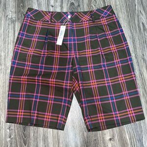 Trina Turk Dexter Long Shorts Size 8 Parker Plaid